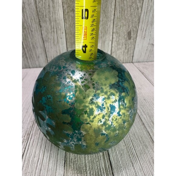 Vtg Glass Decorative Blue and Golden Balls Ornamental Holiday Decor 4" DIA Set 2 - Picture 8 of 8